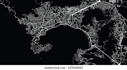 Urban vector city map of Acapulco, Mexico