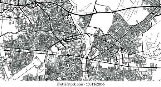 Urban vector city map of Adana, Turkey