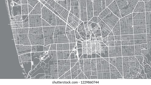 Urban vector city map of Adelaide, Australia