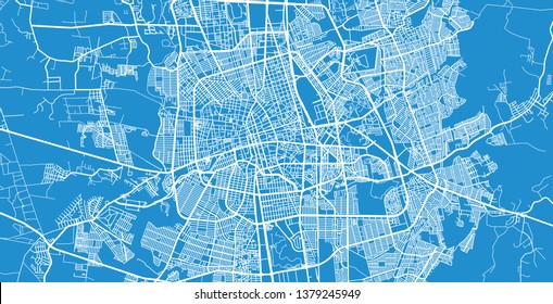 Urban vector city map of Aguascalientes, Mexico