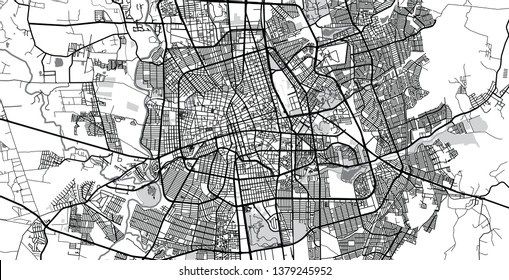 Urban vector city map of Aguascalientes, Mexico