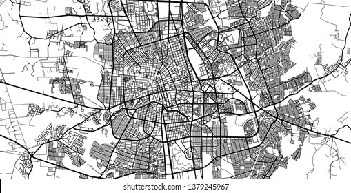 Urban vector city map of Aguascalientes, Mexico