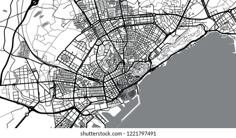 Urban vector city map of Alicante, Spain