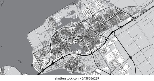 Urban vector city map of Almere, The Netherlands