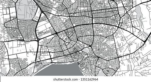Urban vector city map of Antalya, Turkey