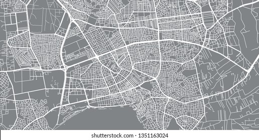 Urban vector city map of Antalya, Turkey