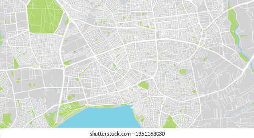 Urban vector city map of Antalya, Turkey