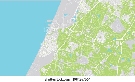 Urban vector city map of Ashdod, Israel, middle east