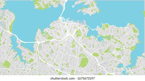 Urban Vector City Map Of Auckland, New Zealand