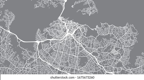 Urban Vector City Map Of Auckland, New Zealand