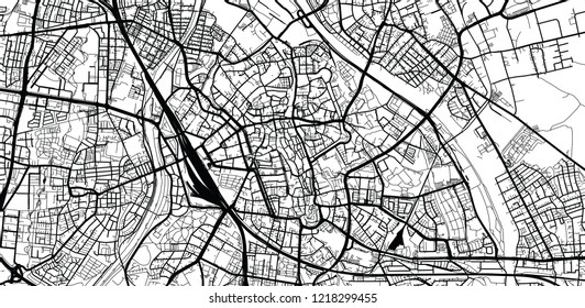 Urban vector city map of Augsburg, Germany