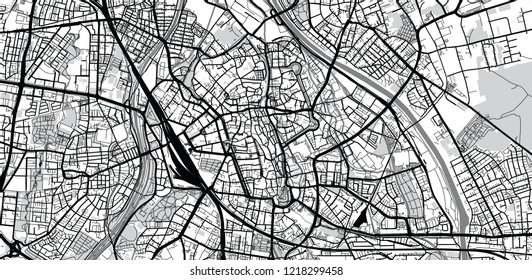 Urban vector city map of Augsburg, Germany