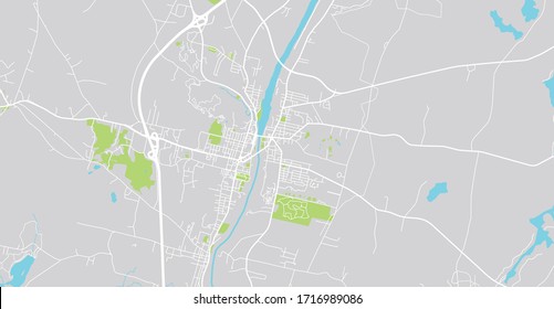 Urban Vector City Map Of Augusta, USA. Maine State Capital