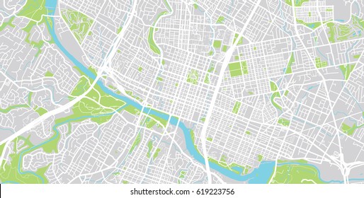 Urban vector city map of Austin, USA