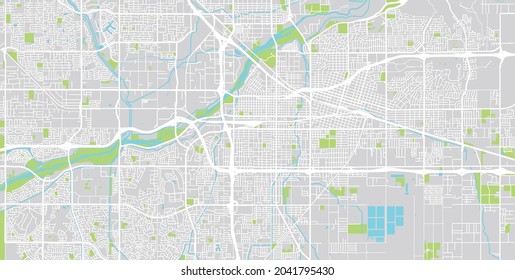 Urban vector city map of Bakersfield, California , United States of America