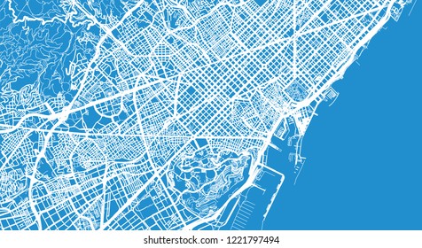 Urban vector city map of Barcelona, Spain