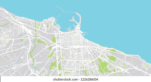 Urban vector city map of Bari, Italy