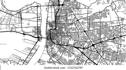 Urban vector city map of Baton Rouge, USA. Louisiana state capital