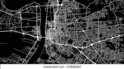 Stadtübersichtskarte von Baton Rouge, USA. Staatshauptstadt Louisiana