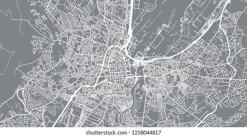 Urban vector city map of Belfast, Ireland