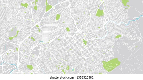 Urban vector city map of Belo Horizonte, Brazil