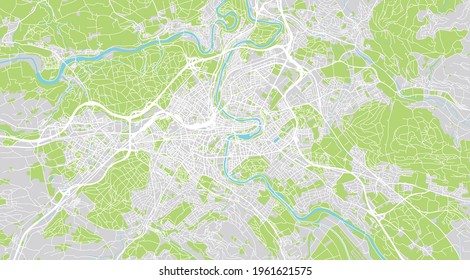 Urban vector city map of Bern, Switzerland, Europe