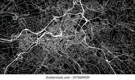 Urban vector city map of Bern, Switzerland, Europe