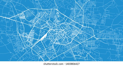 Urban vector city map of Bialystok, Poland
