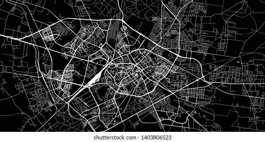 Urban vector city map of Bialystok, Poland