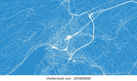 Urban vector city map of Biel and Bienne, Switzerland, Europe