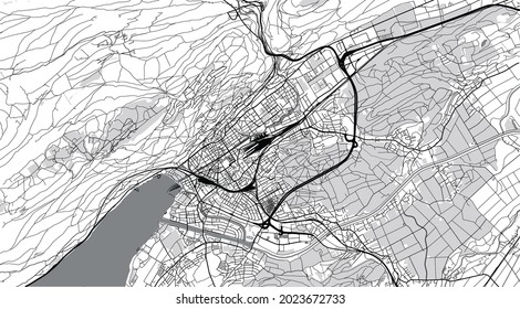 Urban vector city map of biel, Switzerland, Europe