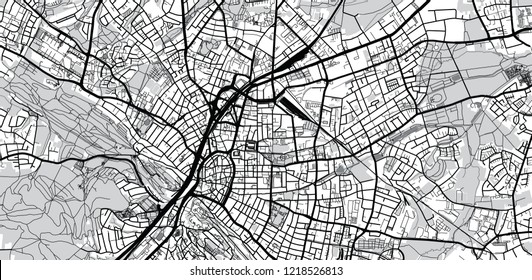 Urban vector city map of Bielefeld, Germany