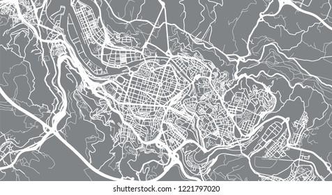 Urban vector city map of Bilbao, Spain