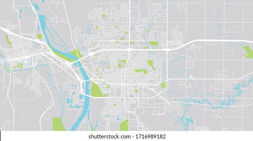 Urban vector city map of Bismarck, USA. North Dakota state capital