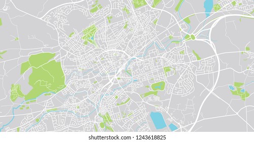 Urban vector city map of Blackburn, England
