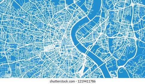 Urban vector city map of Bordeaux, France