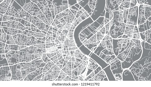 Urban vector city map of Bordeaux, France