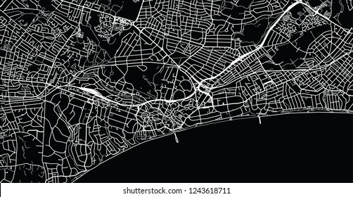 Urban vector city map of Bournemouth, England