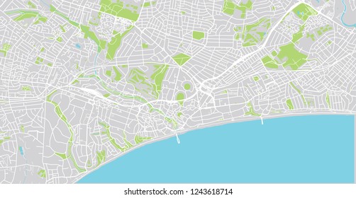 Urban vector city map of Bournemouth, England