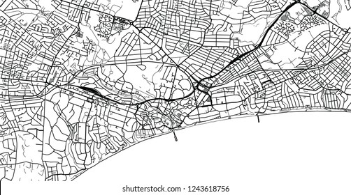 Urban vector city map of Bournemouth, England