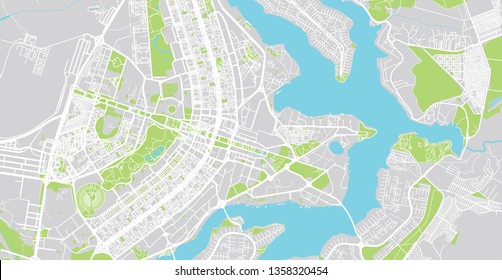 Urban vector city map of Brasilia, Brazil