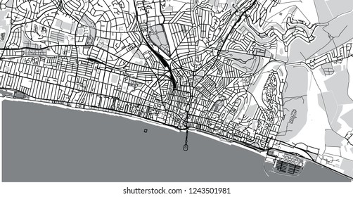 Urban vector city map of Brighton, England