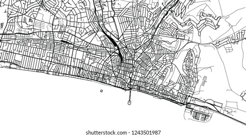Urban vector city map of Brighton, England