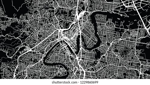 Urban Vector City Map Of Brisbane, Australia