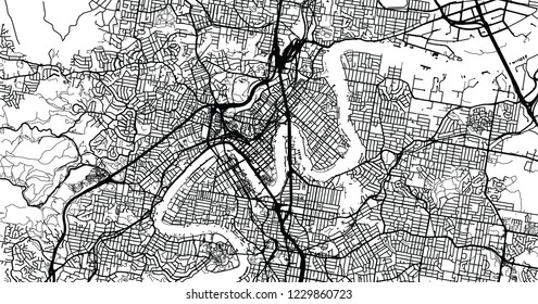 Urban vector city map of Brisbane, Australia