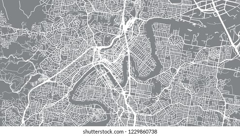 Urban Vector City Map Of Brisbane, Australia