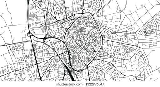 Urban vector city map of Bruges, Belgium
