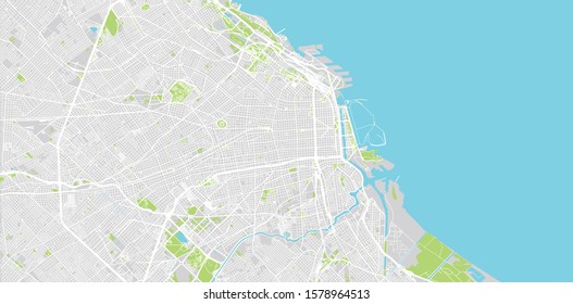 Urban vector city map of Buenos Aires, Argentina