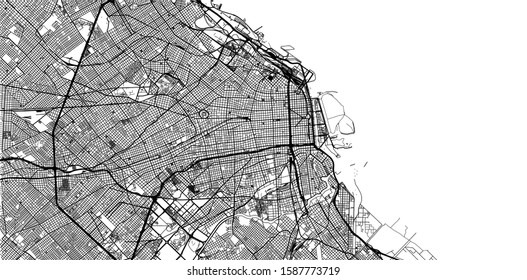 Urban vector city map of Buenos Aires, Argentina