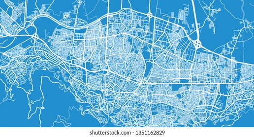 Urban vector city map of Bursa, Turkey